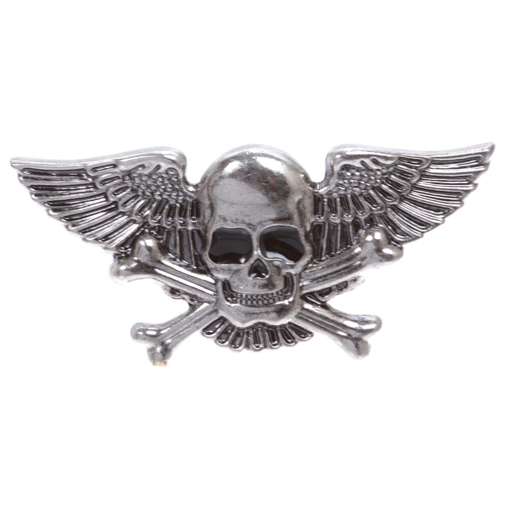 2407 Winged Skull and Cross Bone Pirate Belt Buckle, Antique Silver